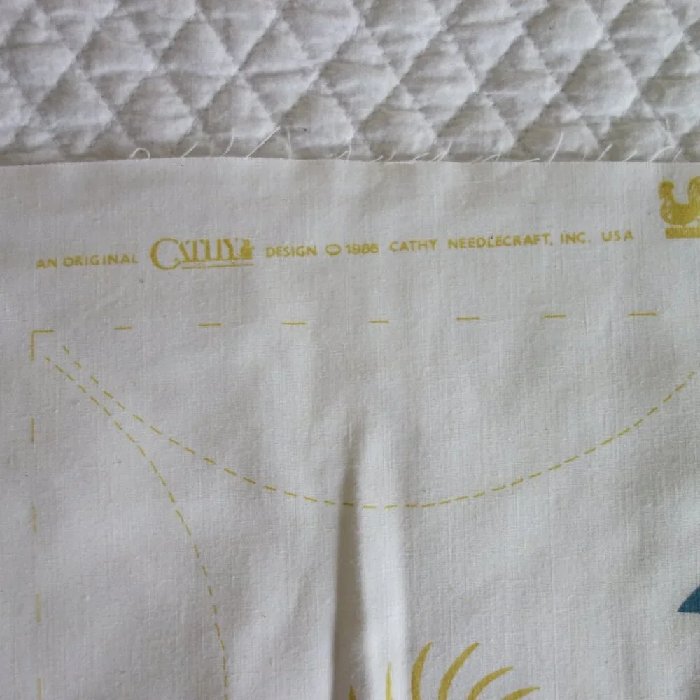 Lot of 6 Vtg 1986 Fabric Square Pillow Blocks by CATHY NEEDLECRAFT